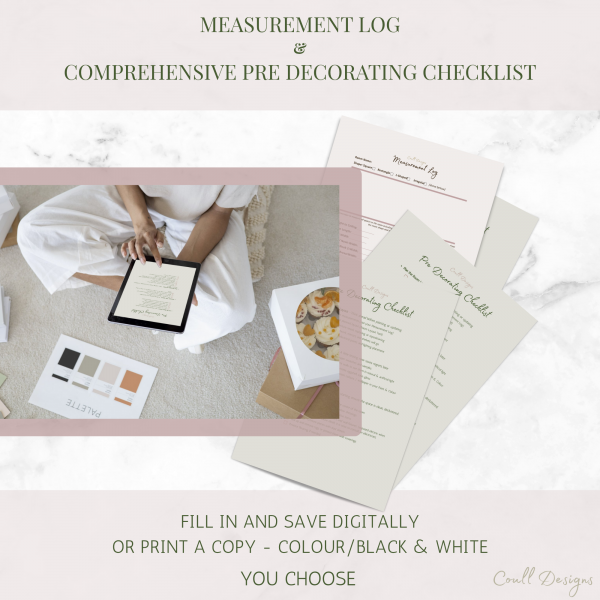 Measurement Log, Pre Decorating Checklist Fillable and Printable PDF